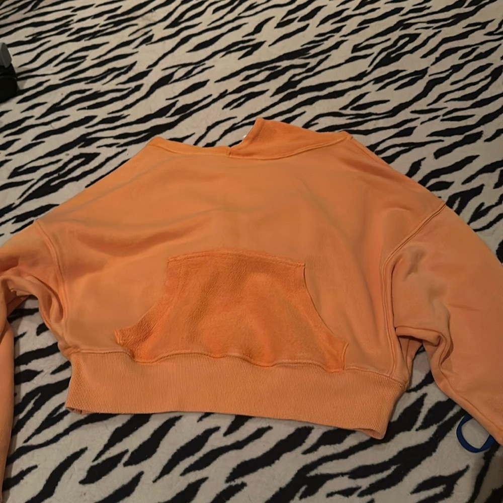 Free people orange crop hoodie/sweatshirt